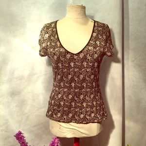 Black & White Textured Floral Blouse